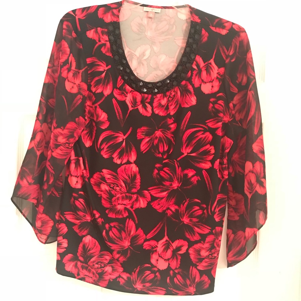 Black & Red beaded blouse